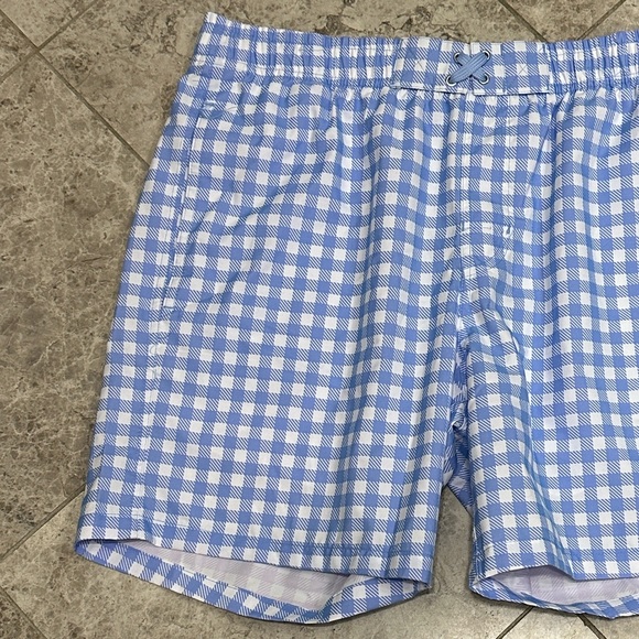 Rugged Butts Swim Trunks NEW Periwinkle Blue Gingham Large 7” Inseam - Picture 3 of 10